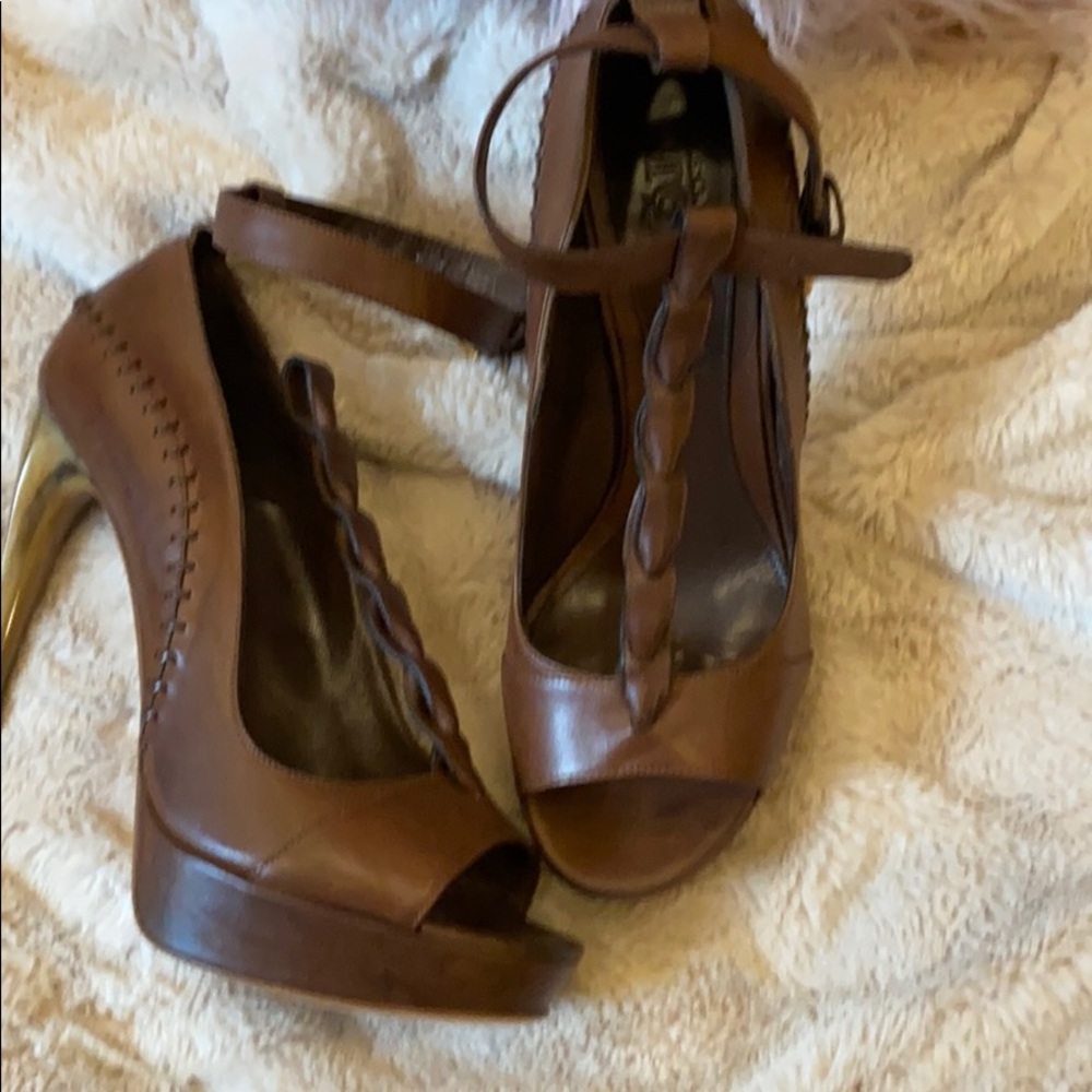 Alexander McQueen leather horn heels